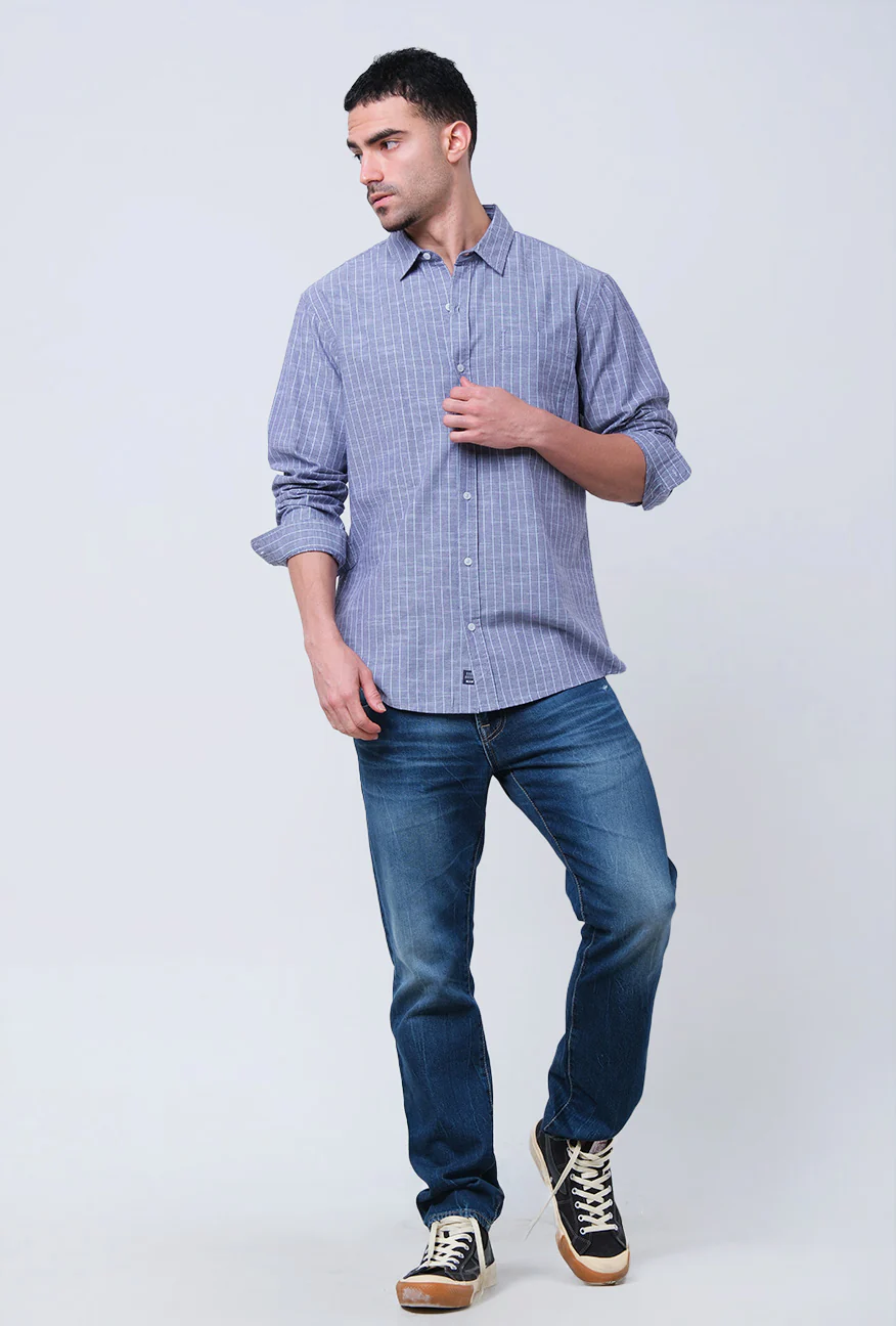 Kemeja Lengan Panjang Stridle Blue White - Image 4