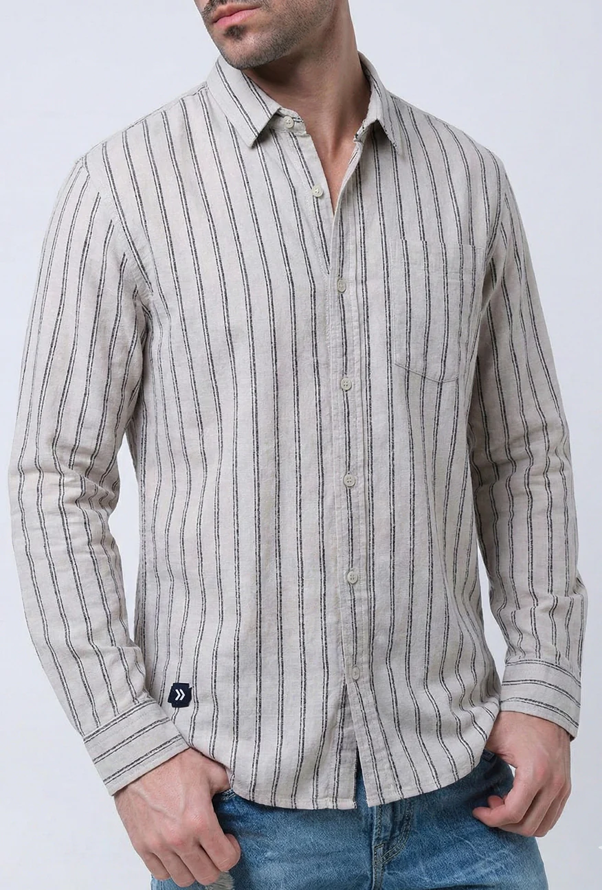 Kemeja Lengan Panjang Vertics Khaki Black - Image 2
