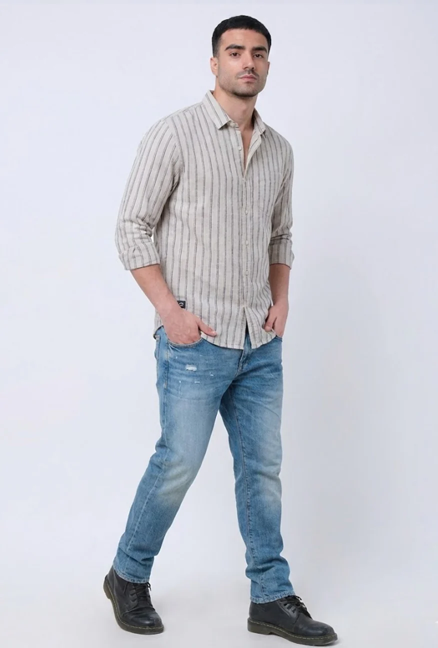 Kemeja Lengan Panjang Vertics Khaki Black - Image 3