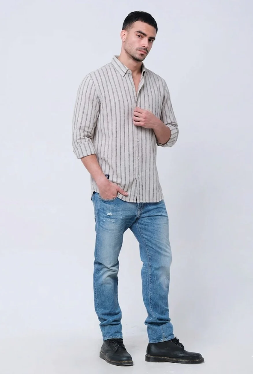 Kemeja Lengan Panjang Vertics Khaki Black - Image 5