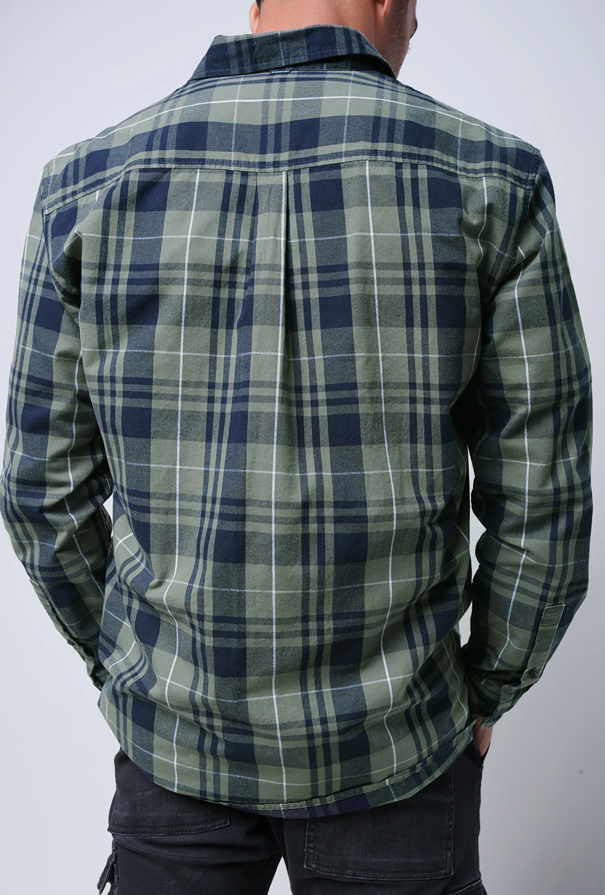 Kemeja Lengan Panjang Vesala Navy Green Regular - Image 2