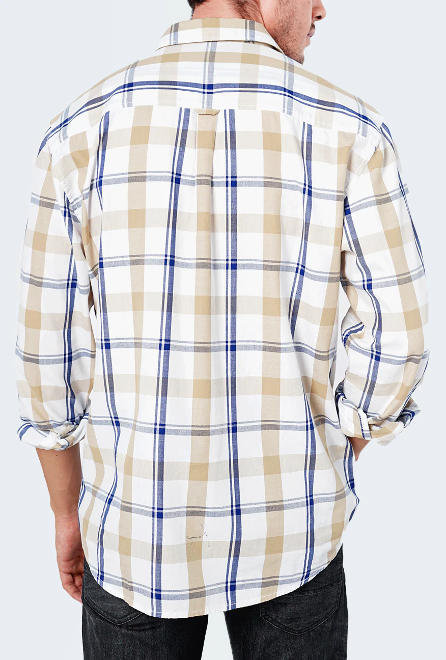 Kemeja Lengan Panjang Waters Khaki White - Image 6