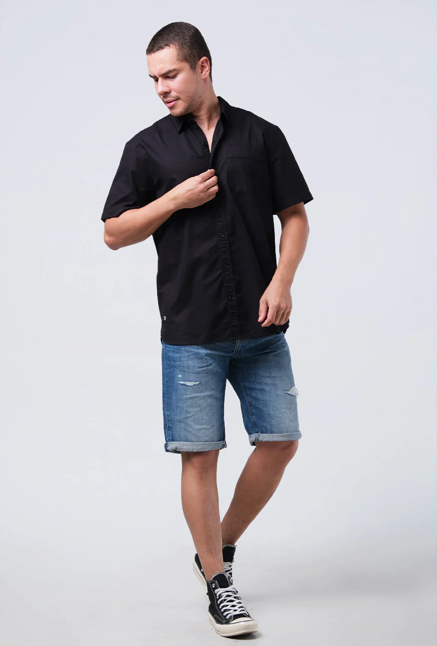 Kemeja Lengan Pendek Mono Black