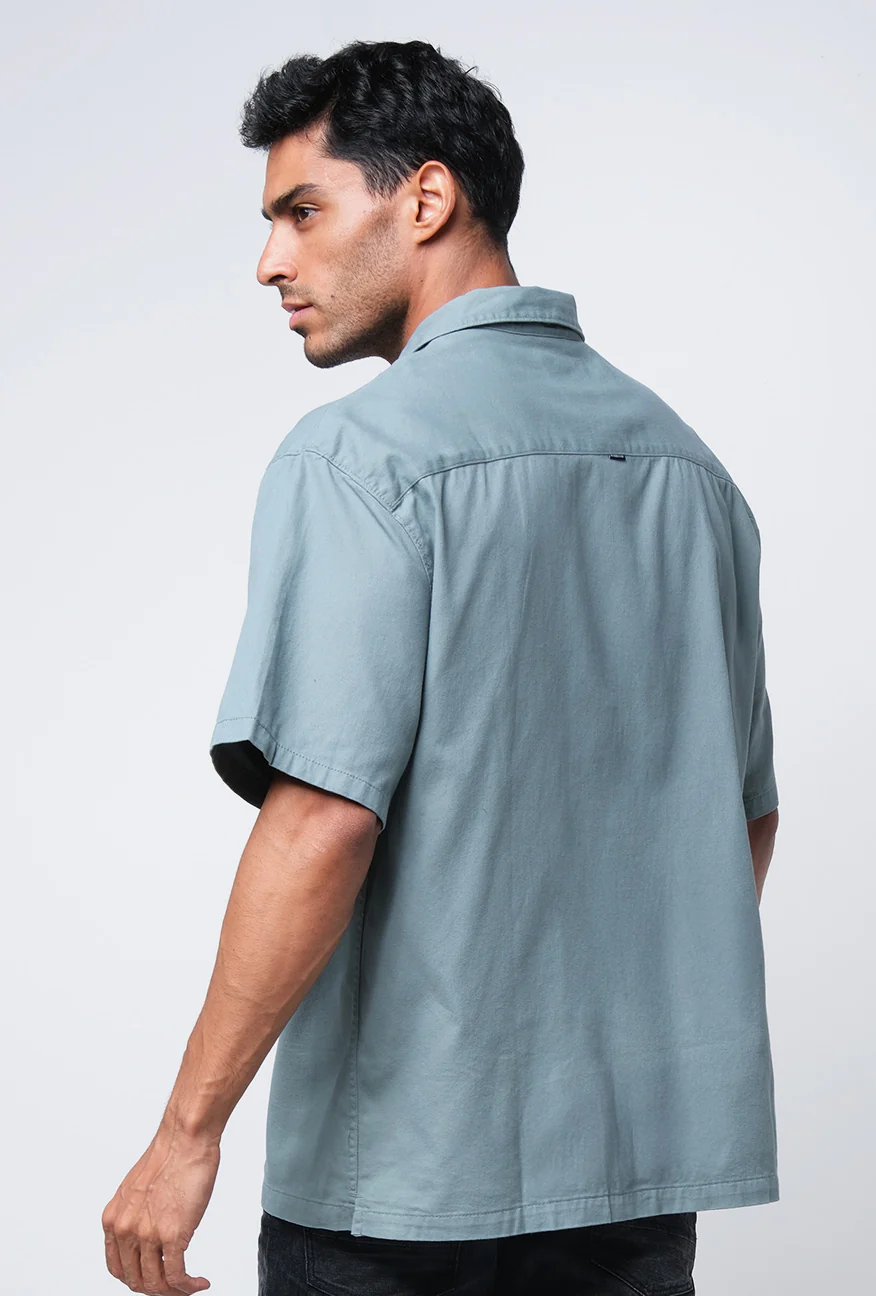 Kemeja Lengan Pendek Regular Apex Green Dark Sage - Image 4