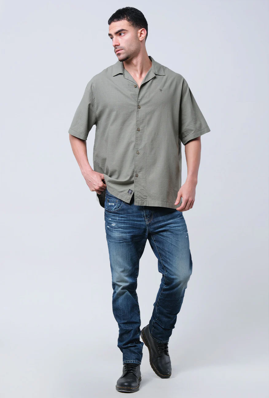 Kemeja Lengan Pendek Regular Croco Green Army