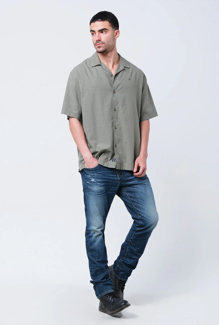 Kemeja Lengan Pendek Regular Croco Green Army - Image 5