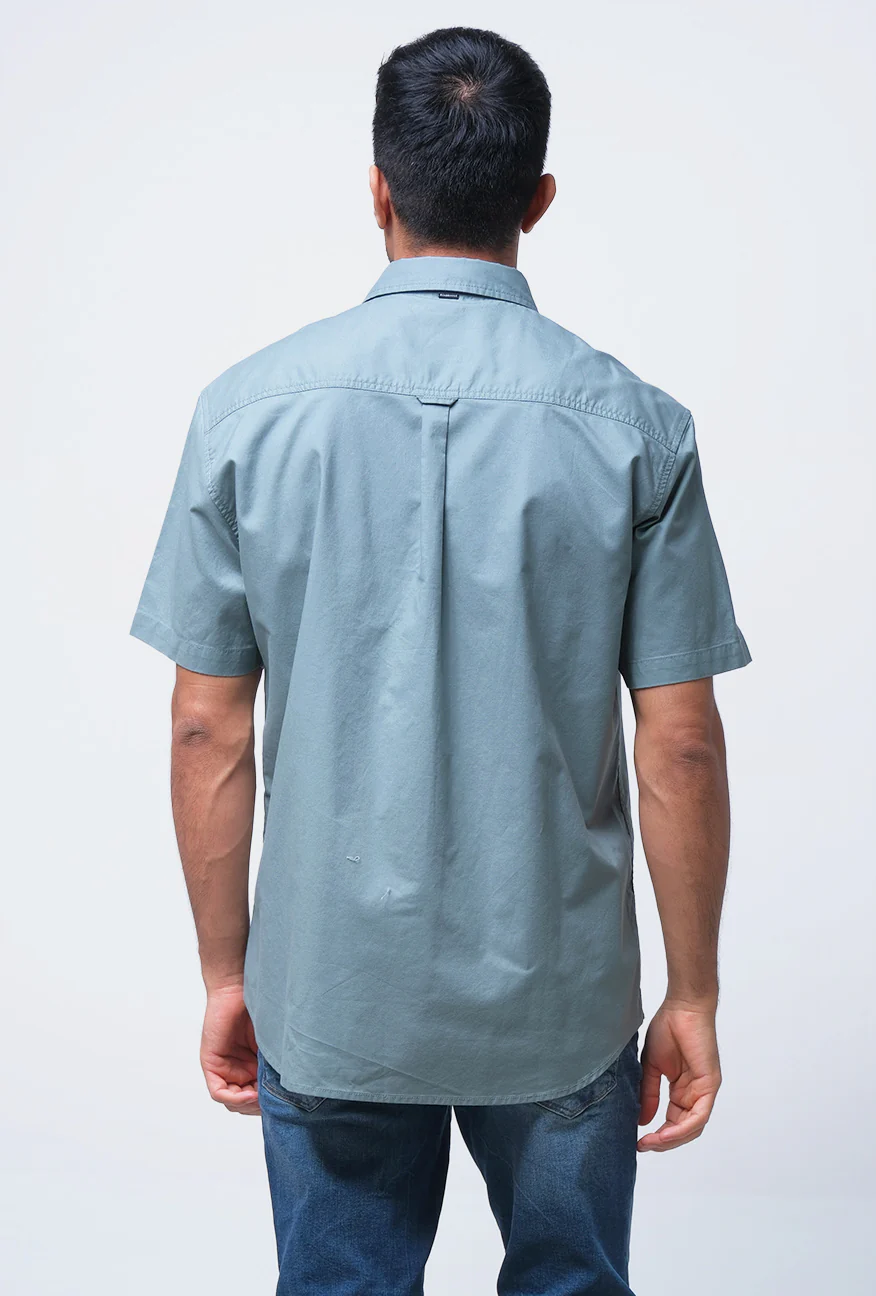 Kemeja Lengan Pendek Regular Dash Sage Green - Image 3