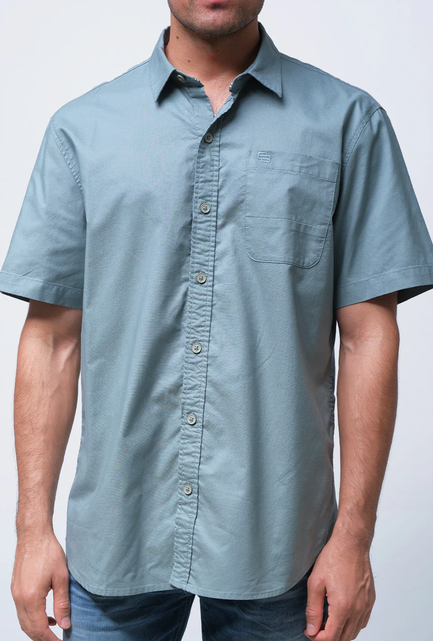 Kemeja Lengan Pendek Regular Dash Sage Green - Image 4