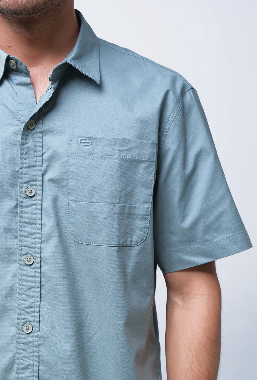 Kemeja Lengan Pendek Regular Dash Sage Green - Image 5