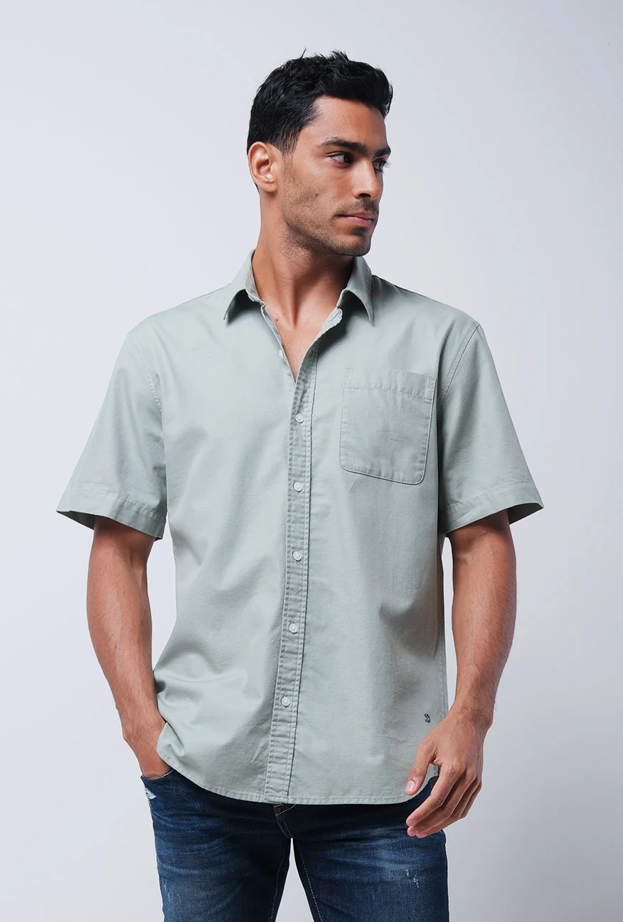Kemeja Lengan Pendek Regular Draga Dusty Green