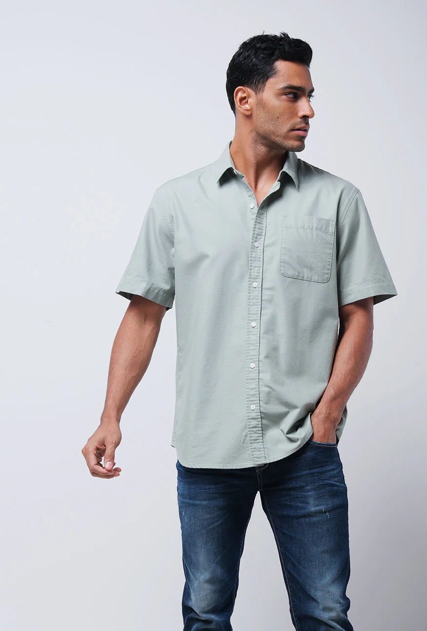 Kemeja Lengan Pendek Regular Draga Dusty Green - Image 3
