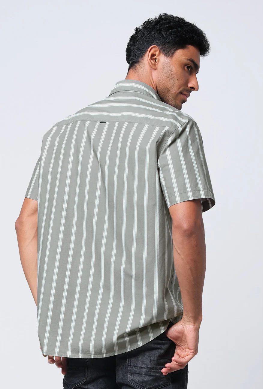 Kemeja Lengan Pendek Regular Maori Green Offwhite - Image 3
