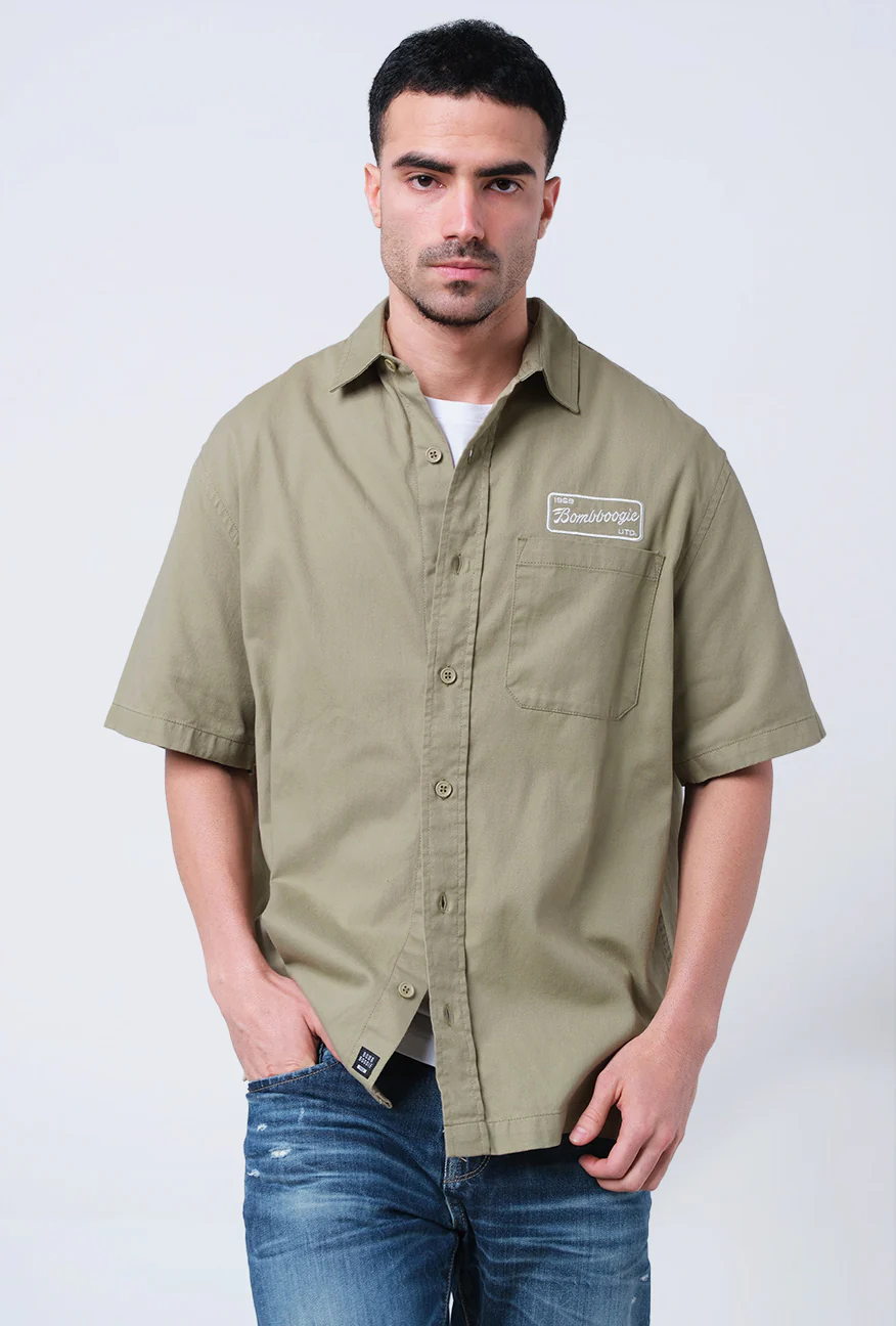 Kemeja Lengan Pendek Regular Mapex Olive - Image 2