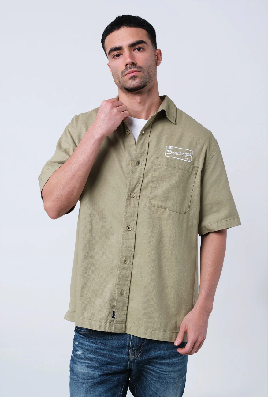Kemeja Lengan Pendek Regular Mapex Olive - Image 3