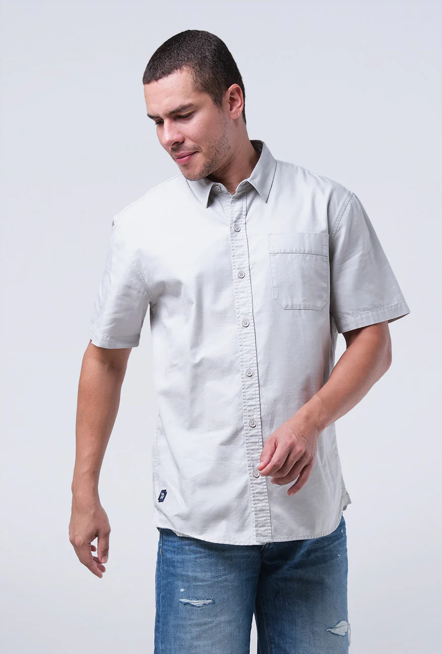 Kemeja Lengan Pendek Regular Mono Light Grey - Image 3