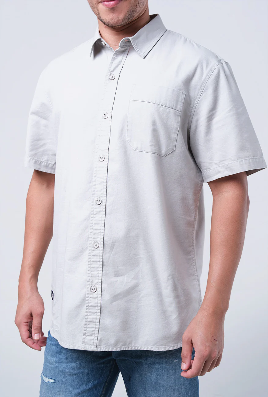 Kemeja Lengan Pendek Regular Mono Light Grey - Image 4