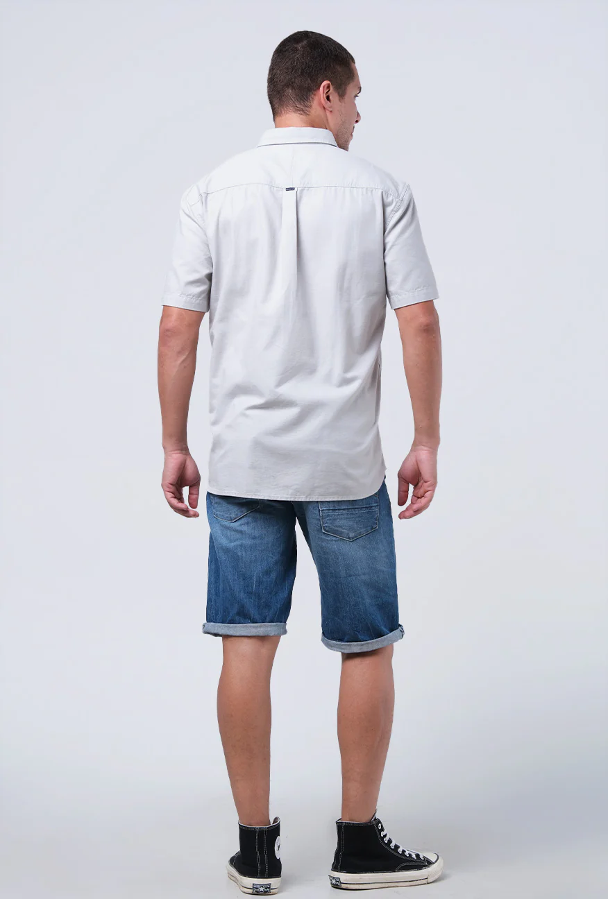 Kemeja Lengan Pendek Regular Mono Light Grey - Image 5