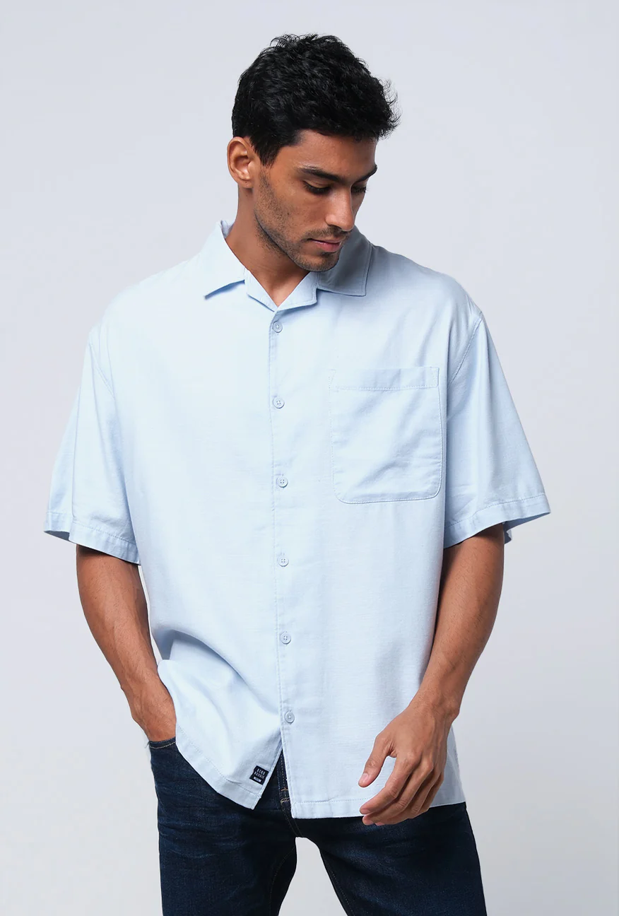 Kemeja Lengan Pendek Regular Topica Light Blue