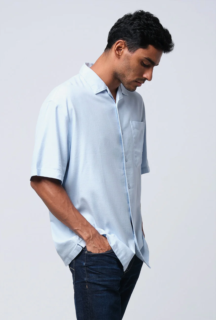 Kemeja Lengan Pendek Regular Topica Light Blue - Image 3