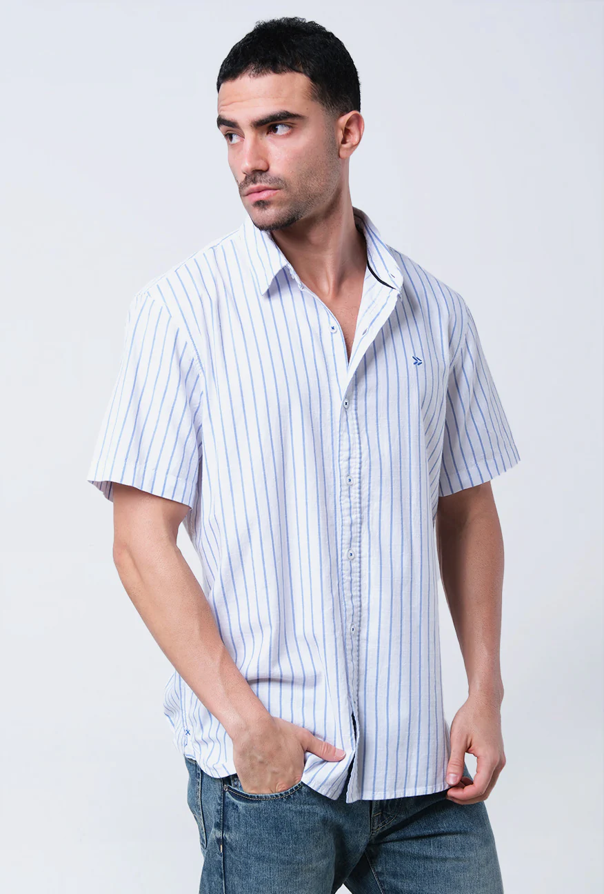 Kemeja Lengan Pendek Tremo White Blue