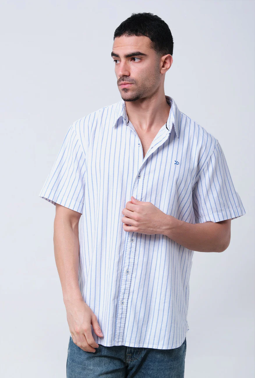 Kemeja Lengan Pendek Tremo White Blue - Image 5