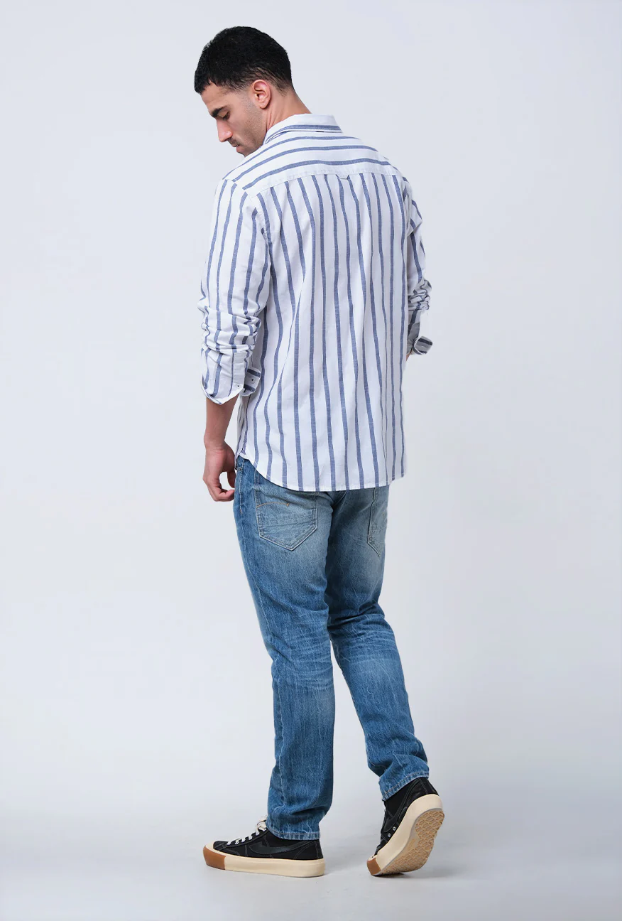 Kemeja Lengan Regular Panjang Slinky Blue White Navy - Image 3