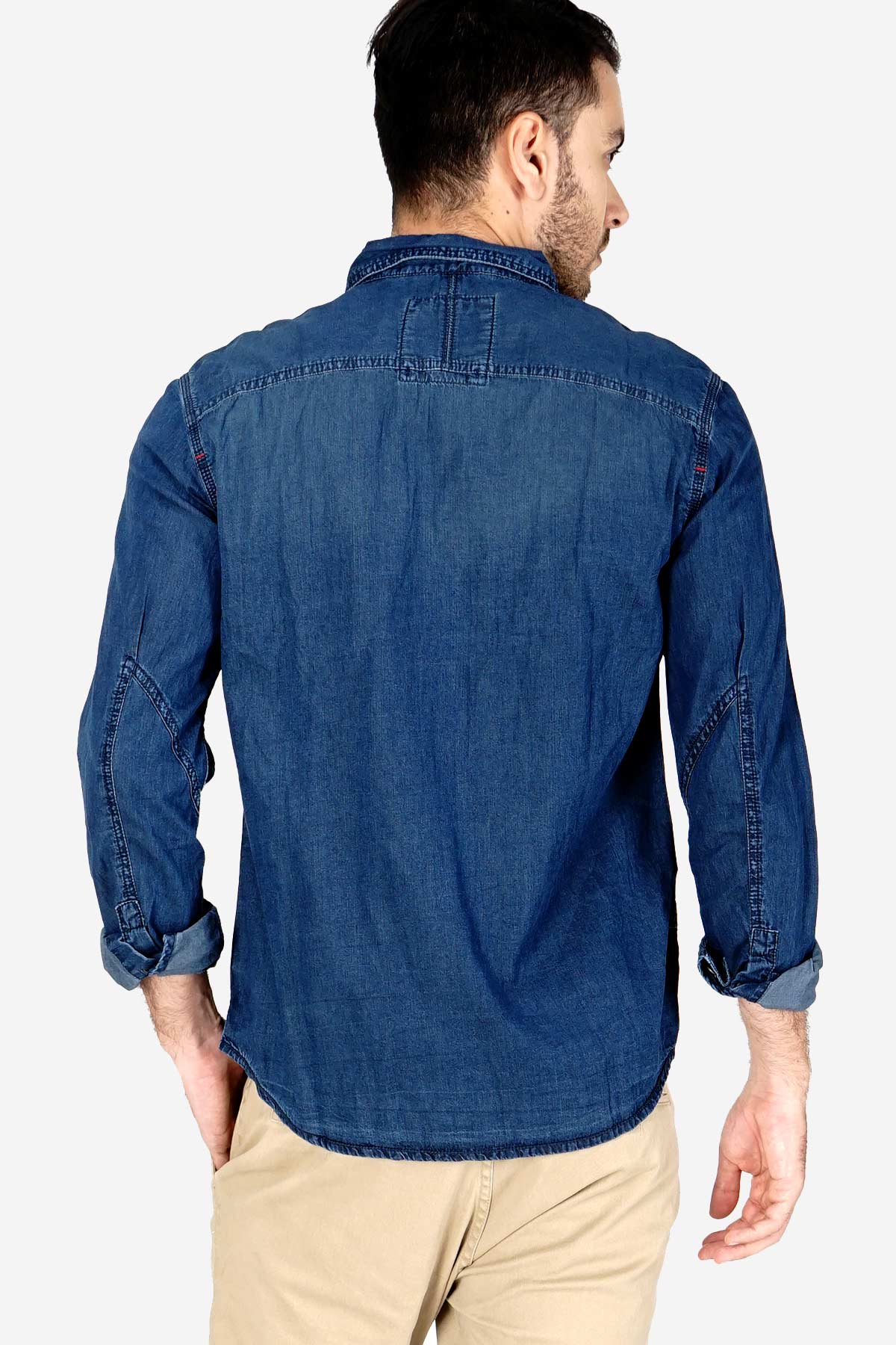 Kemeja Lengan Panjang Knight Fortress Dark Blue Chambray - Image 4