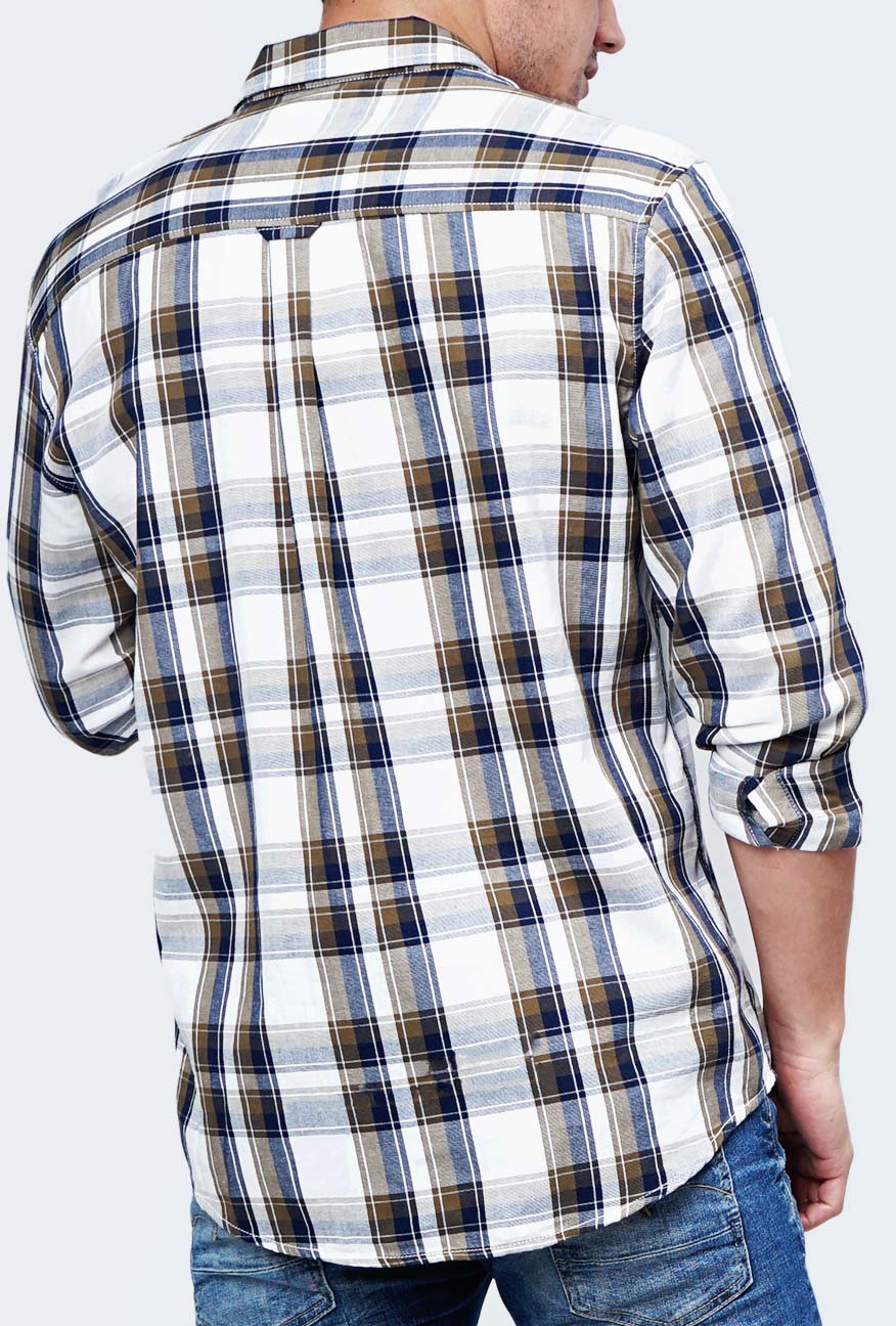 Kemeja Lengan Panjang Kyler White Navy - Image 4