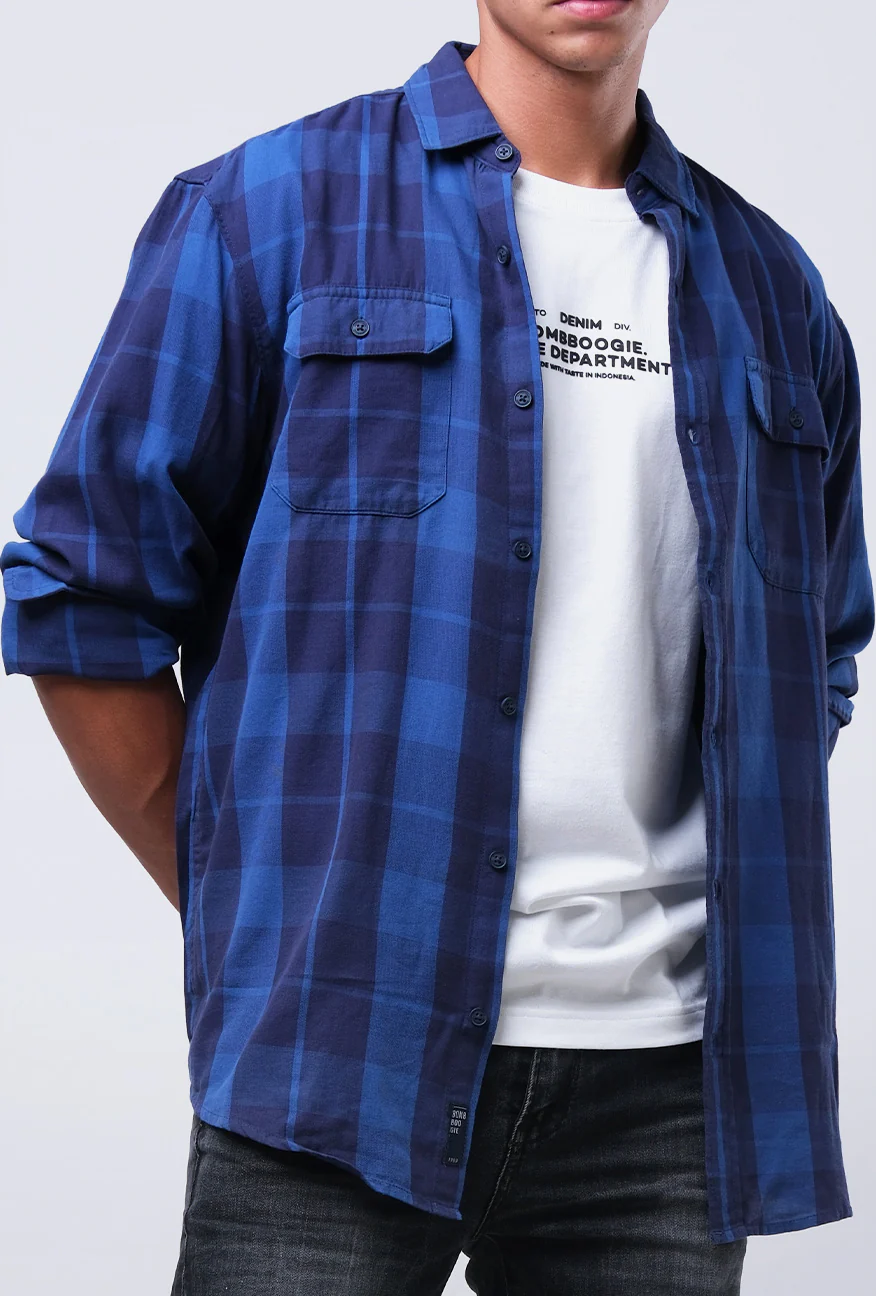 Kemeja Lengan Panjang Langley Navy Blue Regular - Image 4