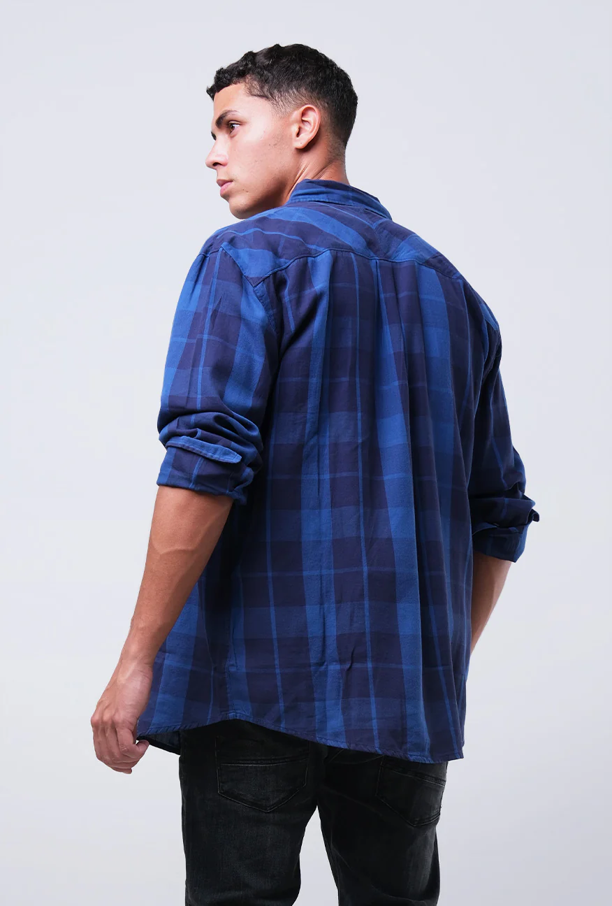 Kemeja Lengan Panjang Langley Navy Blue Regular - Image 5