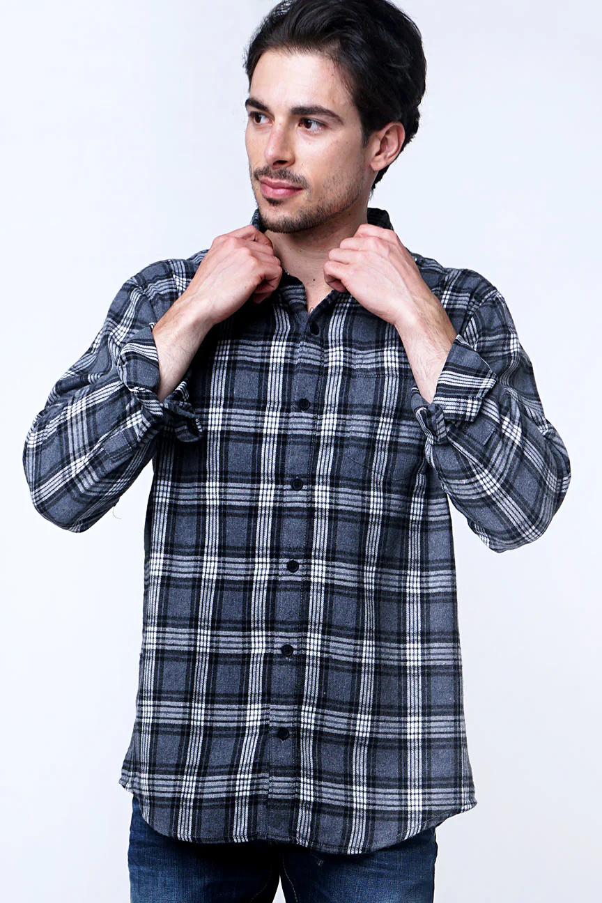 Kemeja Flanel Larkin Grey Black