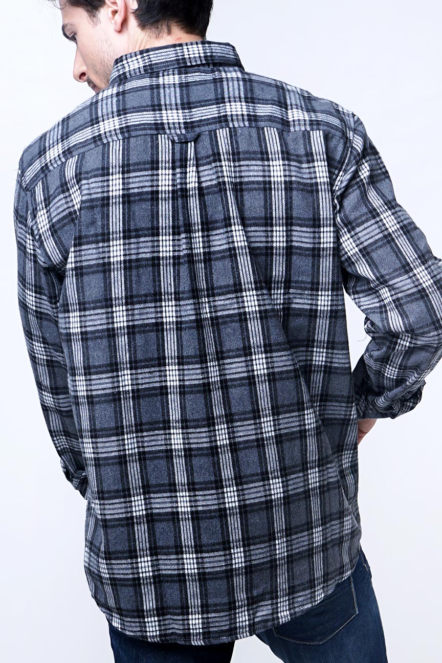 Kemeja Flanel Larkin Grey Black - Image 3