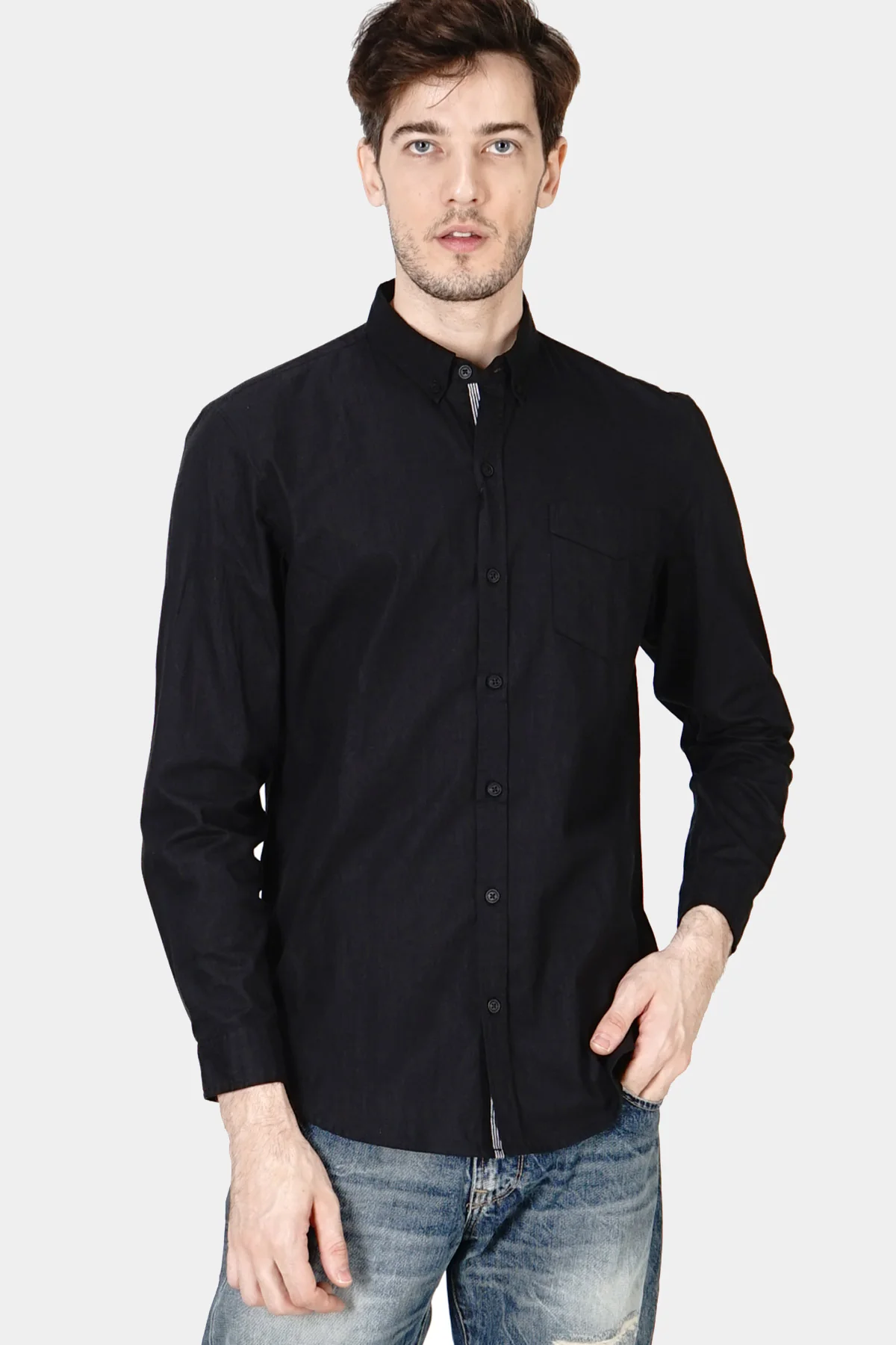 Kemeja Lengan Panjang Lemmy Black Regular