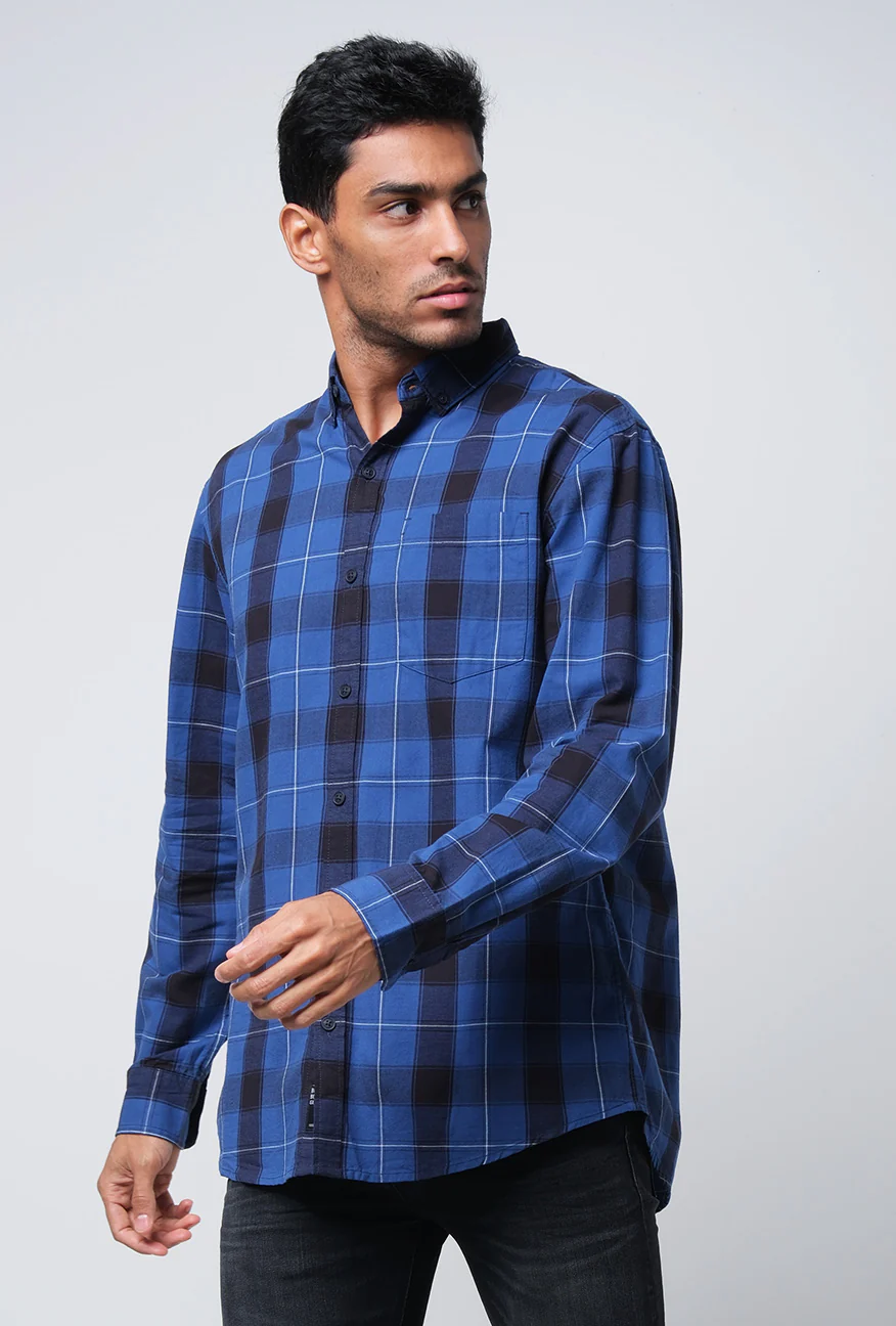 Kemeja Lengan Panjang Regular Levine Blue Black - Image 3
