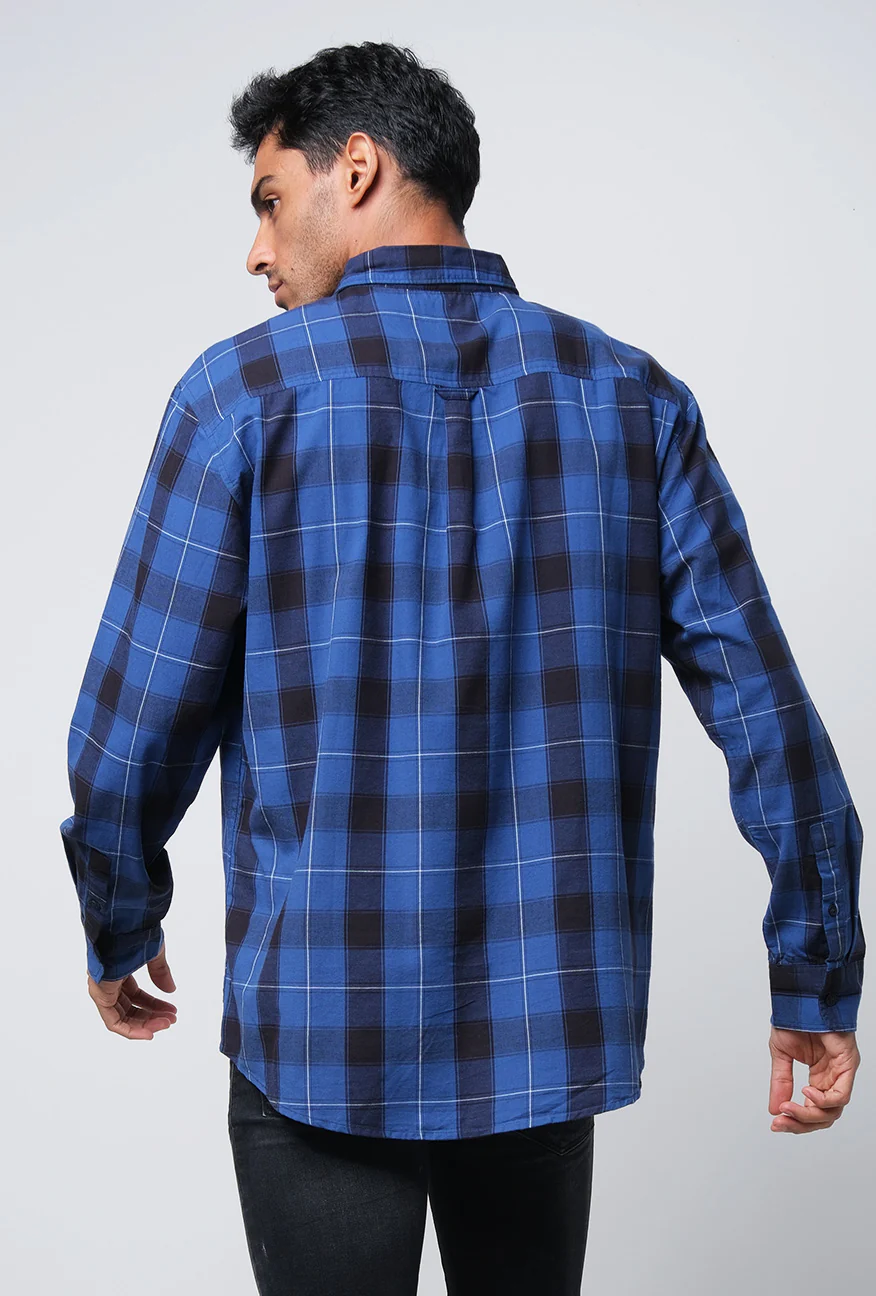 Kemeja Lengan Panjang Regular Levine Blue Black - Image 4