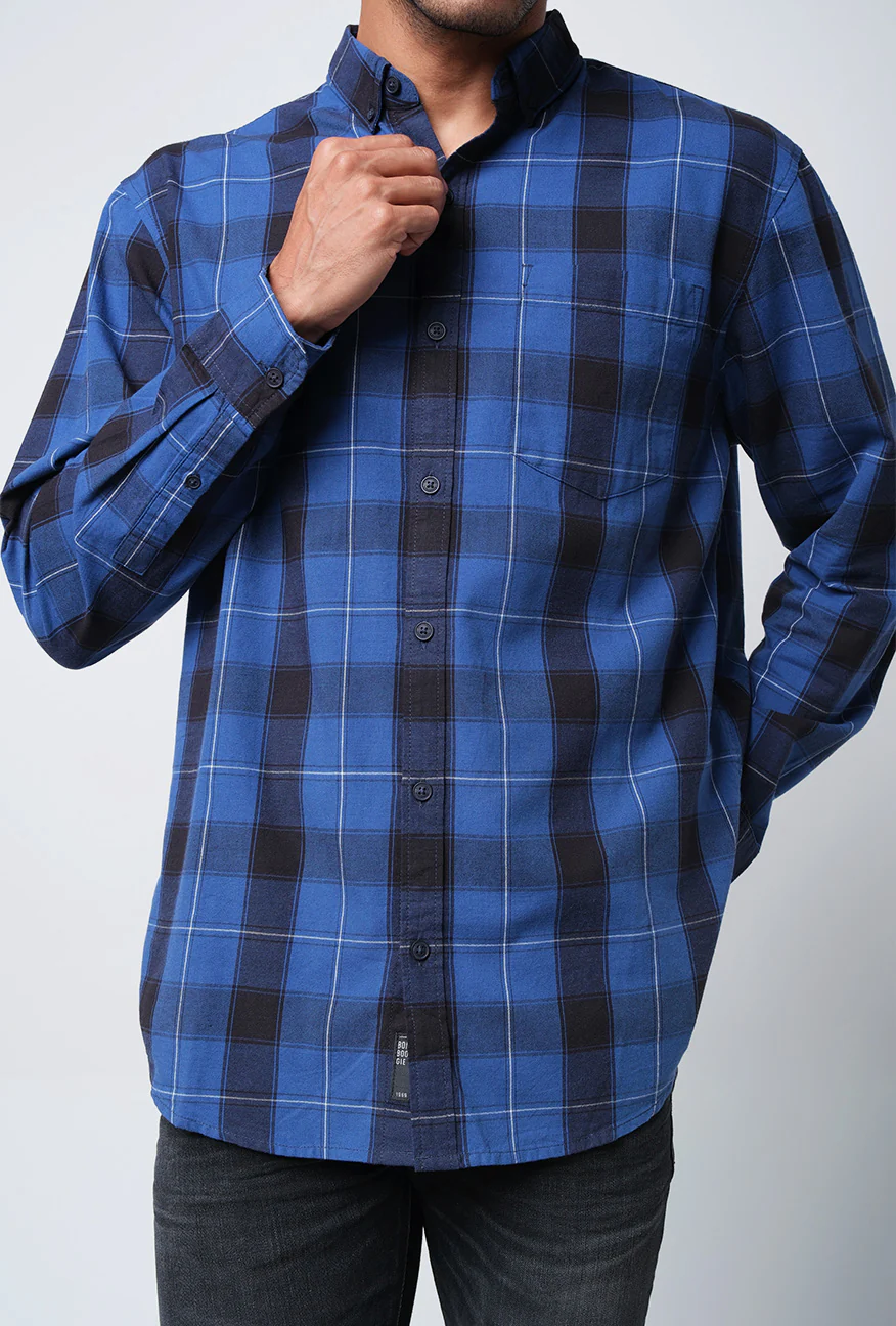 Kemeja Lengan Panjang Regular Levine Blue Black - Image 5
