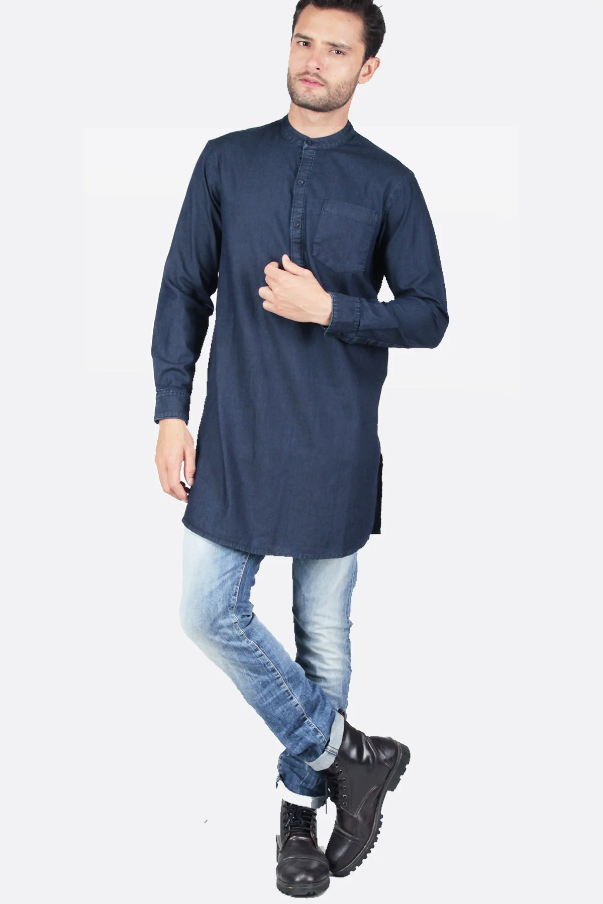 Kemeja Koko Long Regular Aztec Dark Blue - Image 3