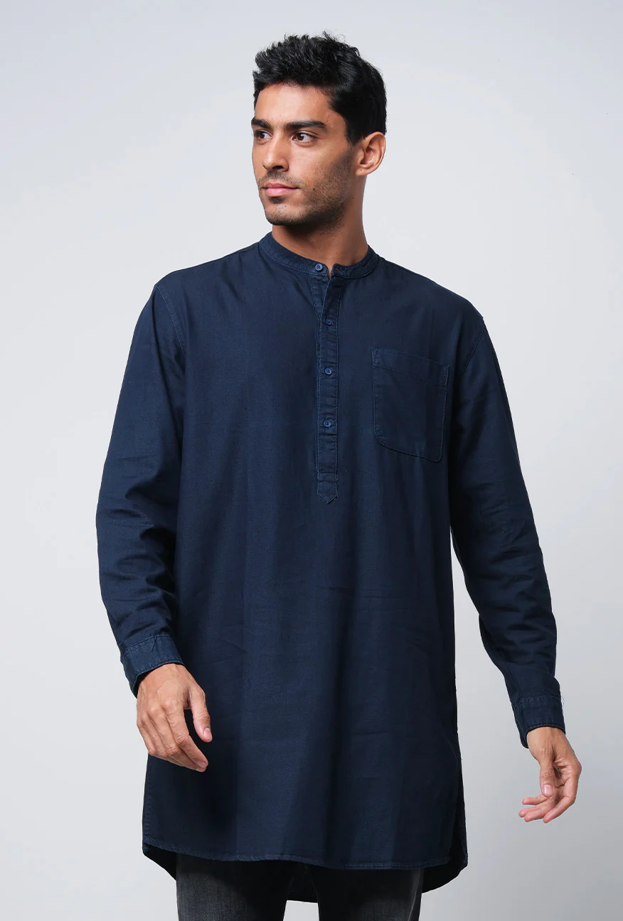 Kemeja Lengan Panjang Long Camden Dark Blue - Image 3