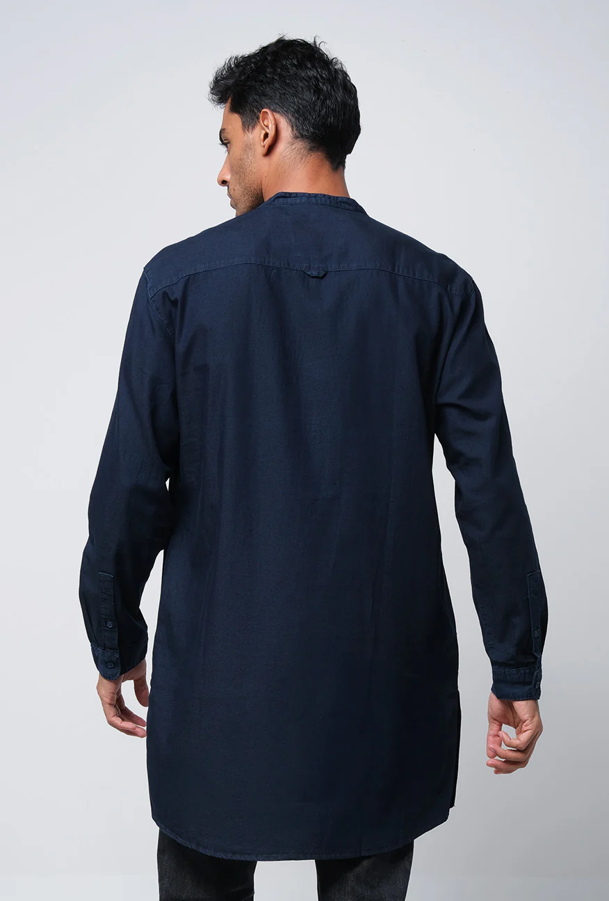 Kemeja Lengan Panjang Long Camden Dark Blue - Image 4