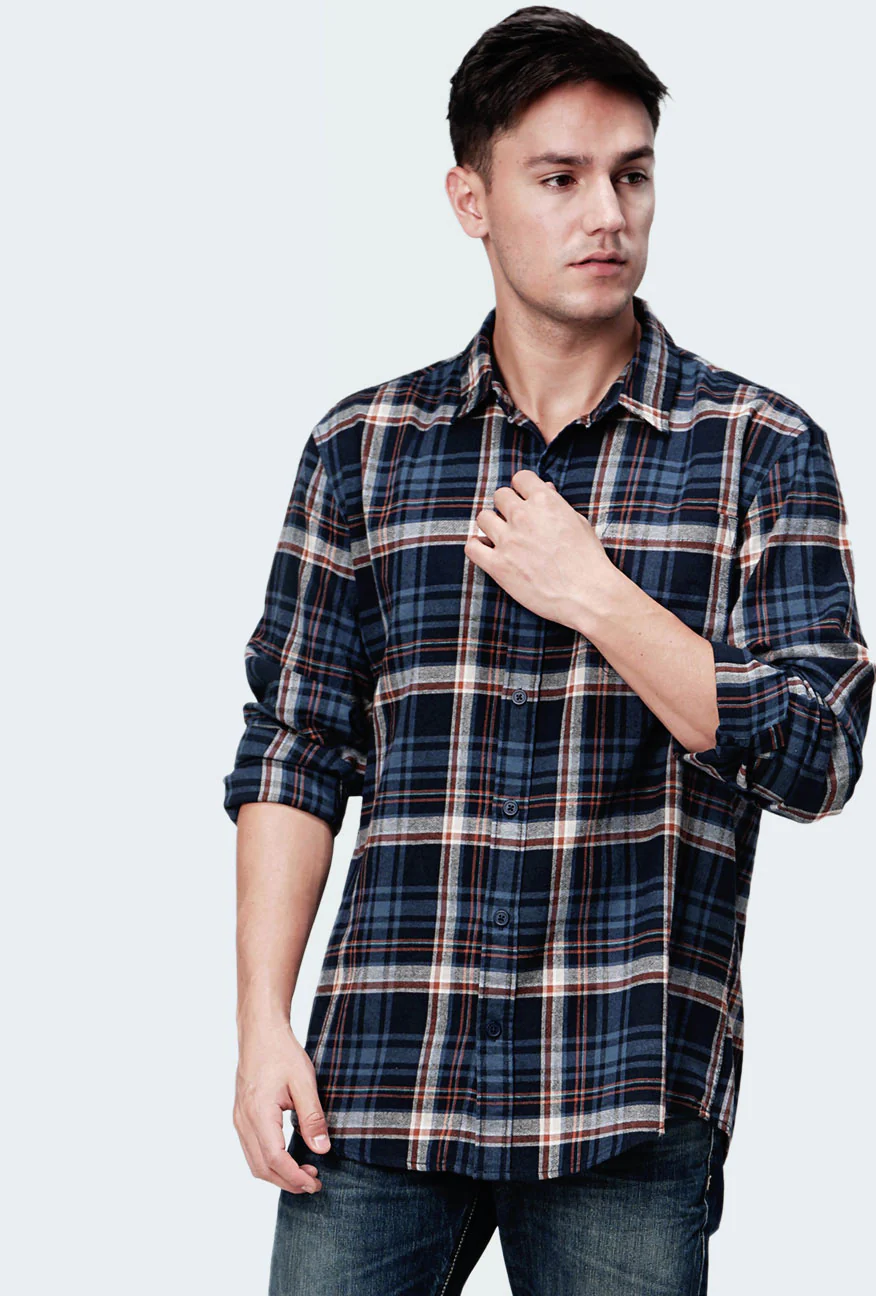 Kemeja Flanel Lopez Navy Blue - Image 2