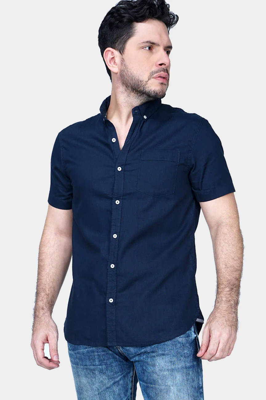 Kemeja Lengan Pendek Magnus 20 Navy Regular