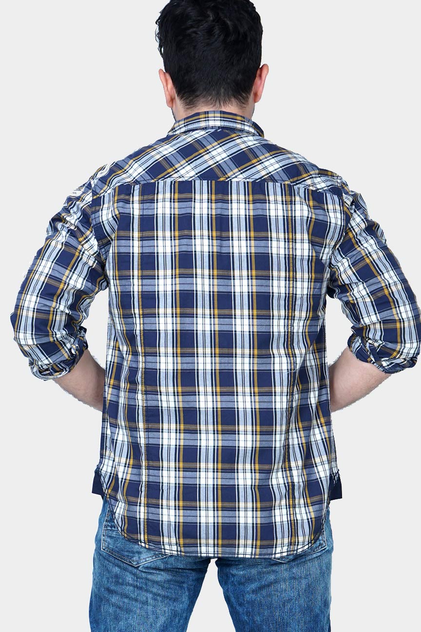 Kemeja Lengan Panjang Marvels Navy White Check - Image 4
