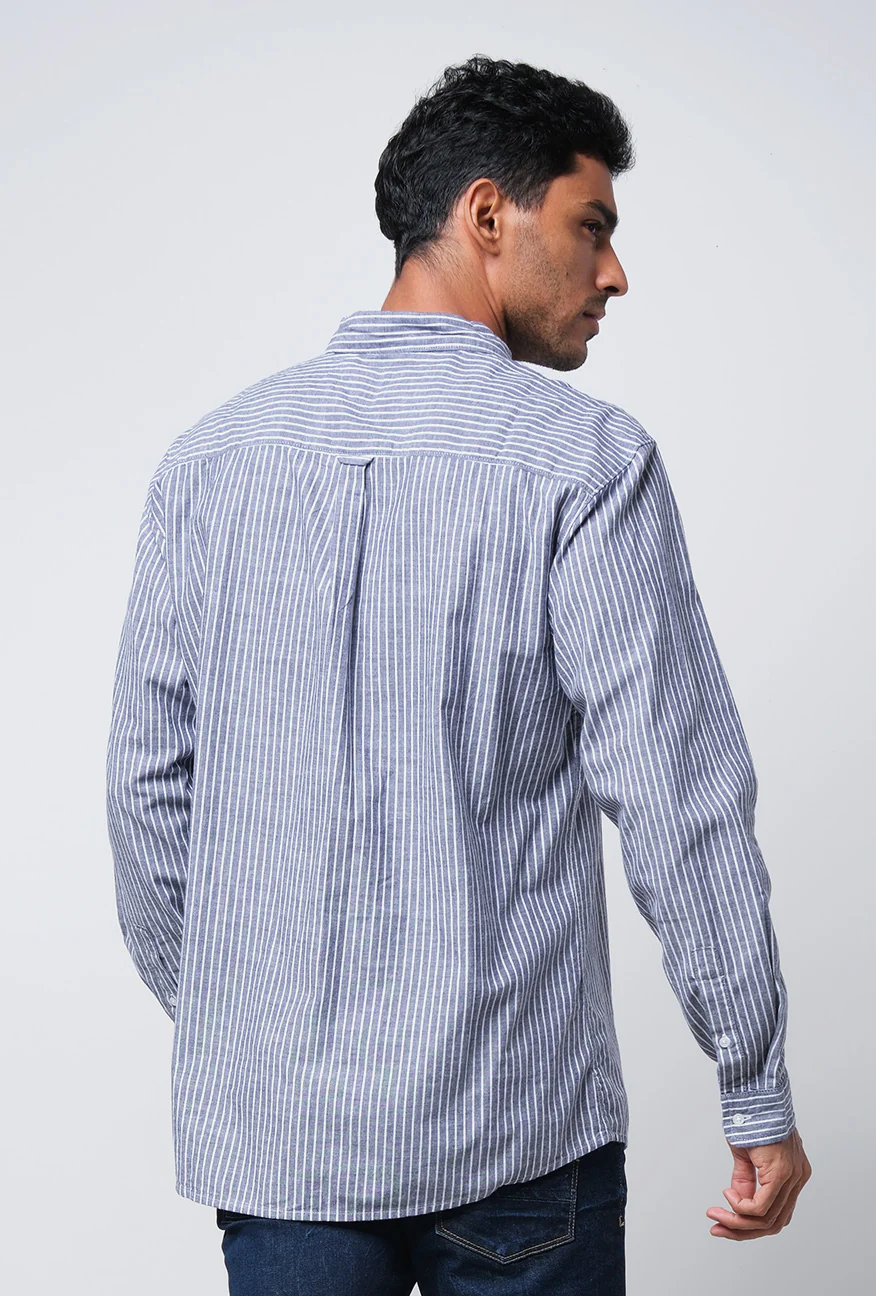 Kemeja Lengan Panjang Regular Memphis Navy White - Image 4