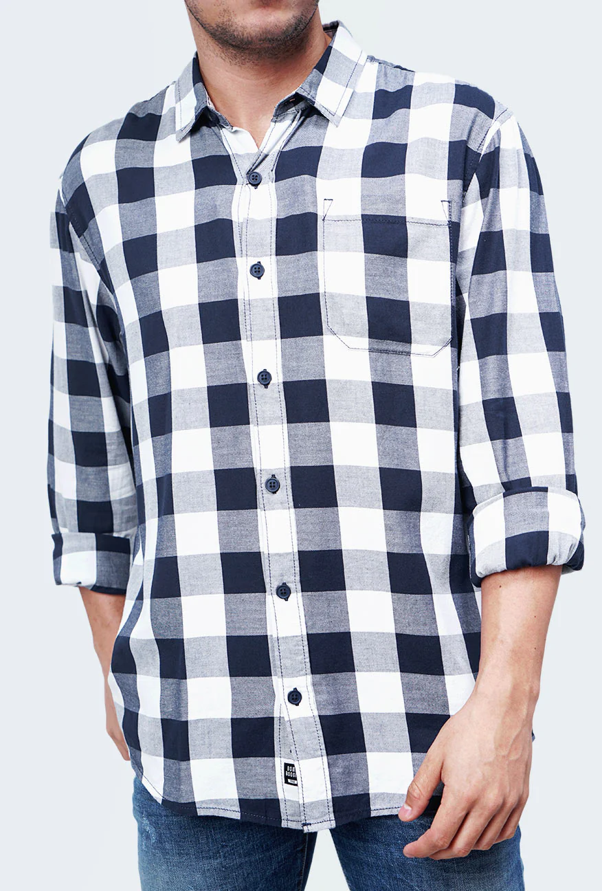 Kemeja Lengan Panjang Moffats 2.0 Navy White - Image 2