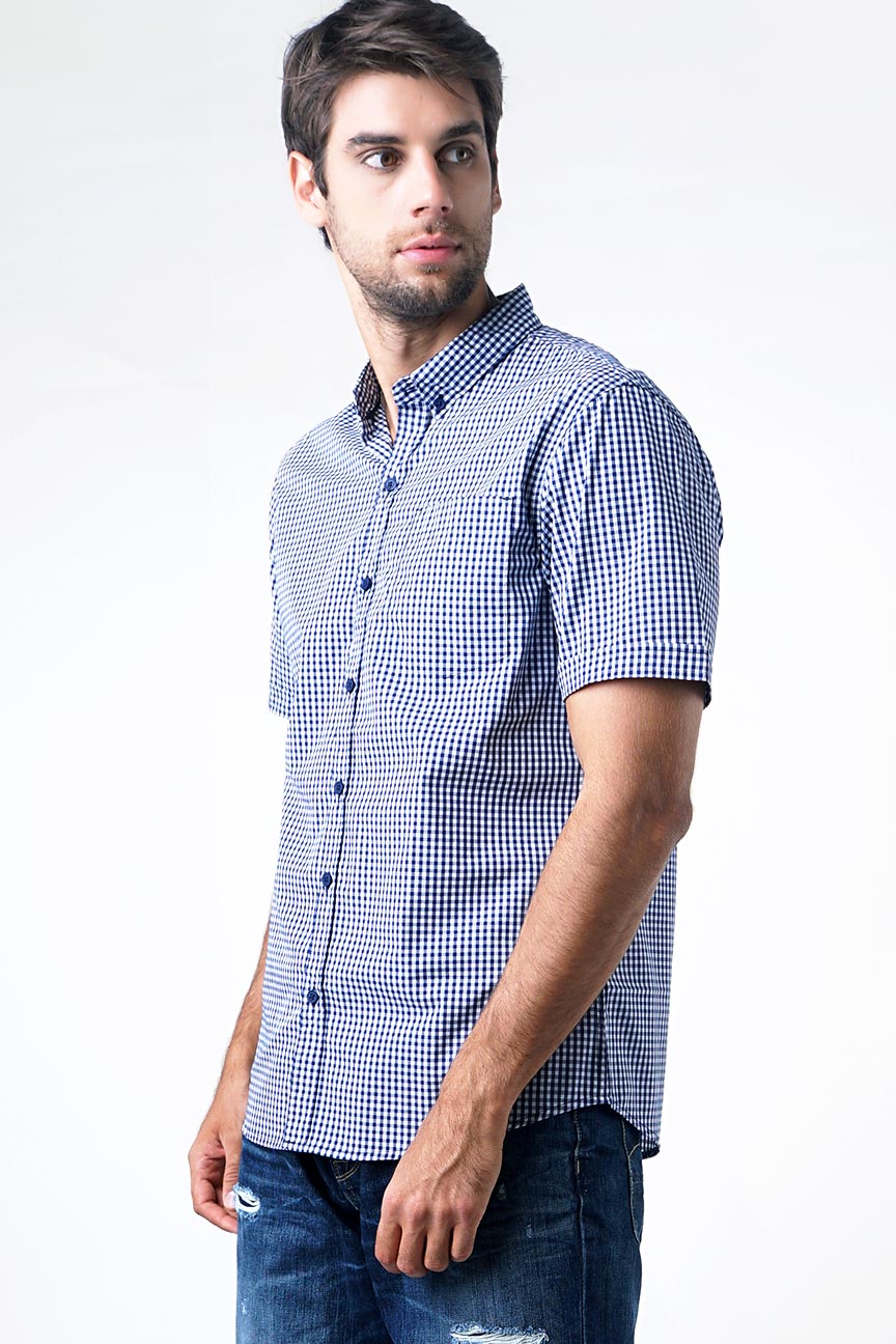 Kemeja Lengan Pendek Monta Blue White Navy