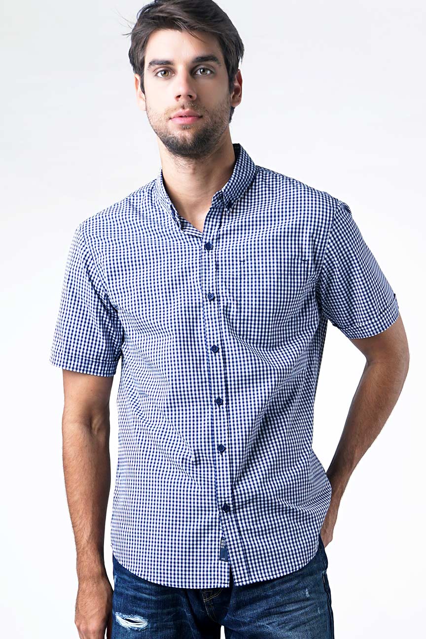 Kemeja Lengan Pendek Monta Blue White Navy - Image 3