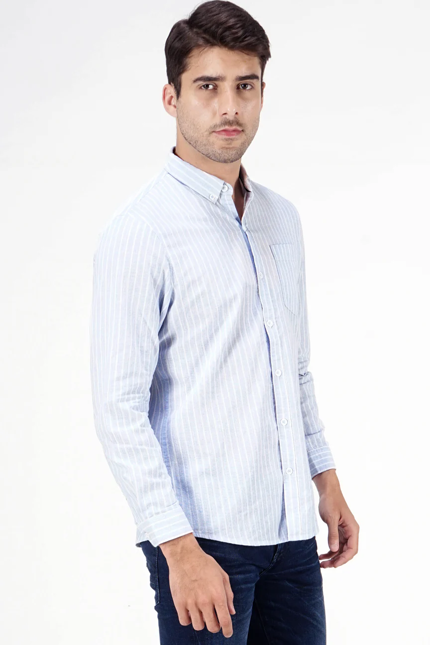 Kemeja Lengan Panjang Mornay Blue White - Image 2