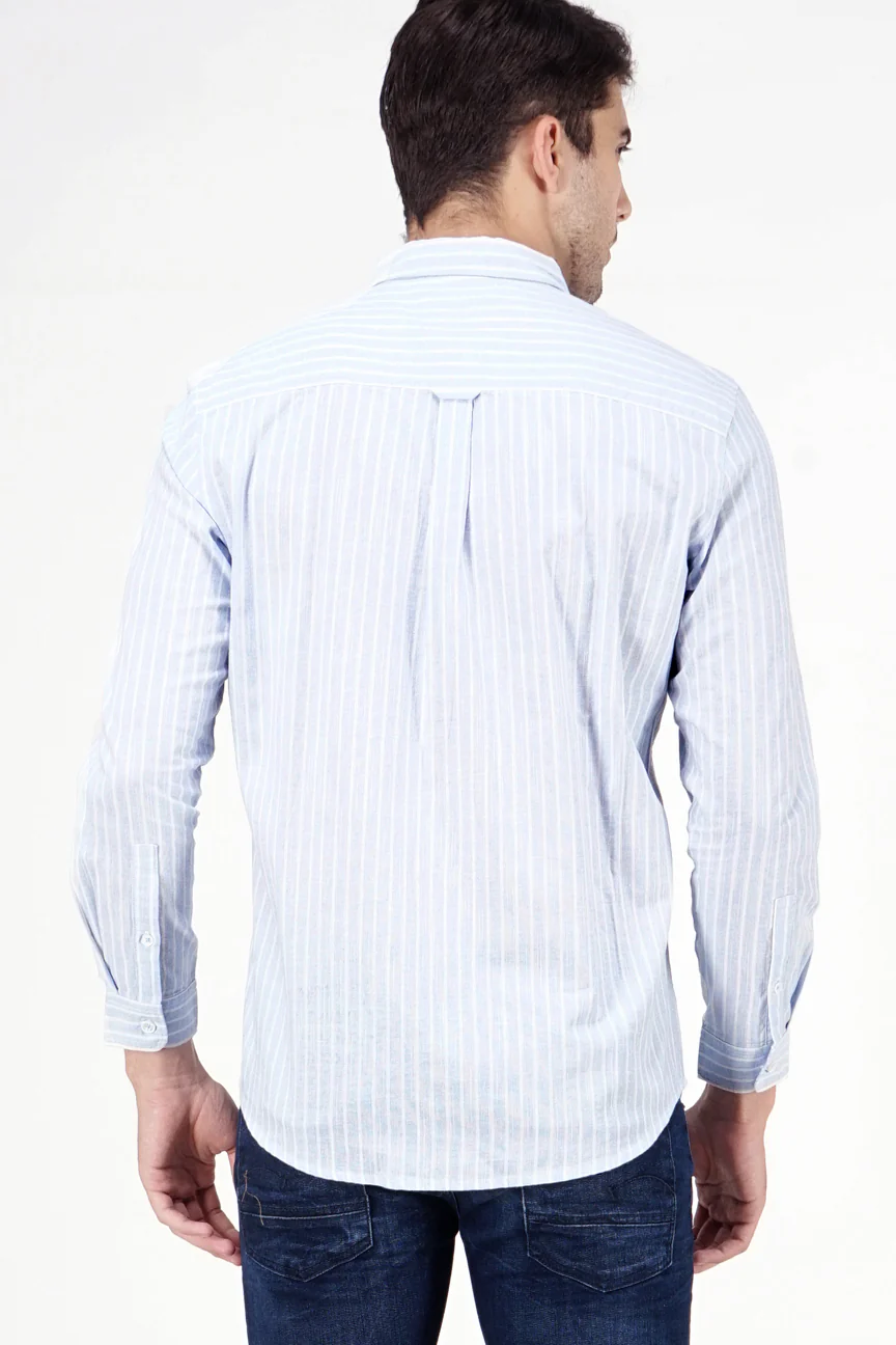 Kemeja Lengan Panjang Mornay Blue White - Image 3