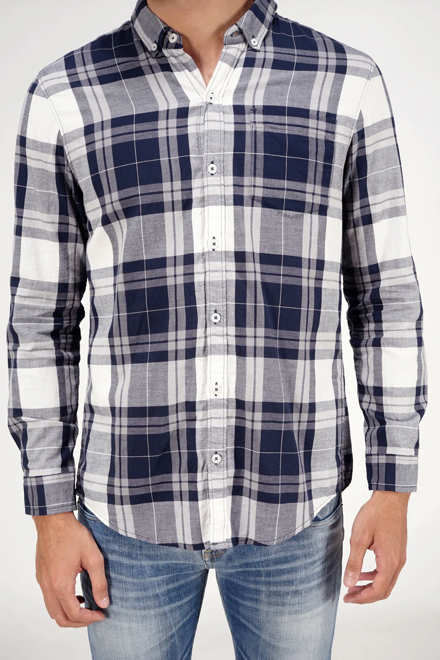 Kemeja Lengan Panjang Regular Morrison Navy White - Image 3