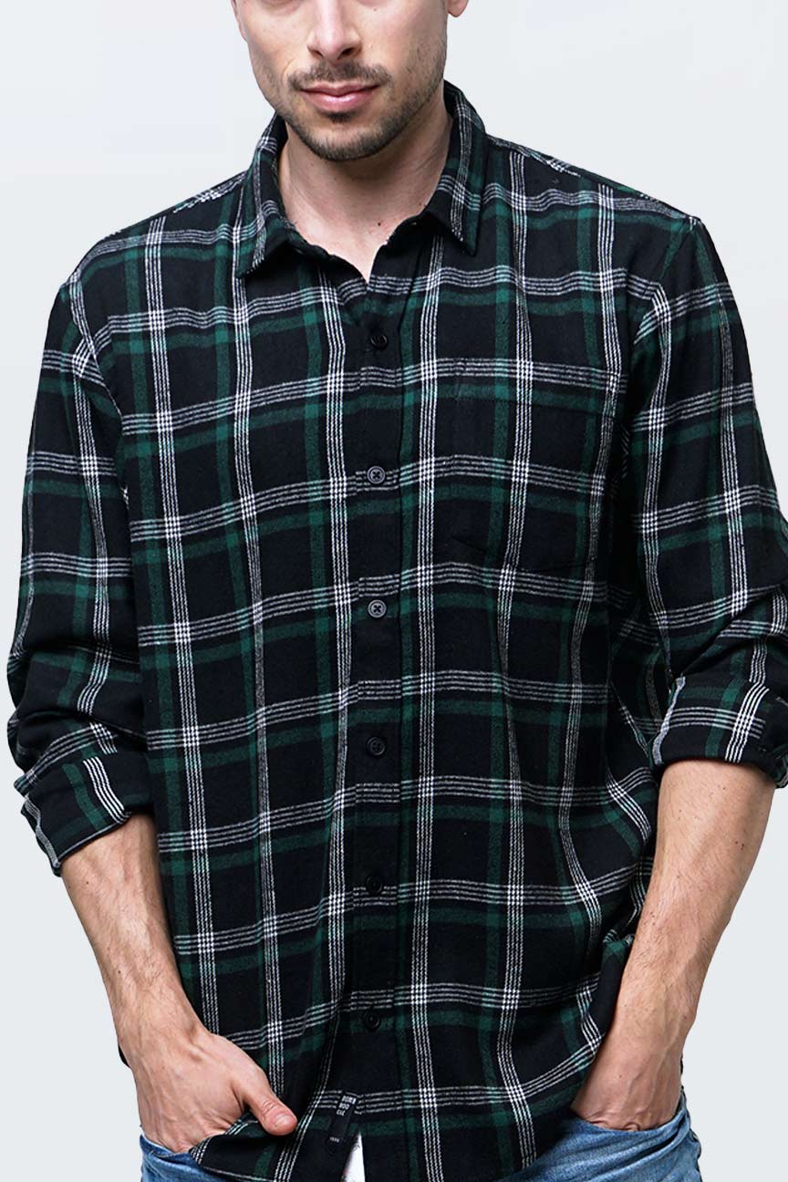 Kemeja Flanel Moses Black Green - Image 3